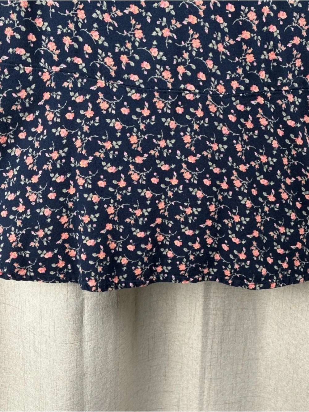 Old Navy Dress Girls Ditsy Floral Dark Blue Aline Cottagecore Prarie L 10-12